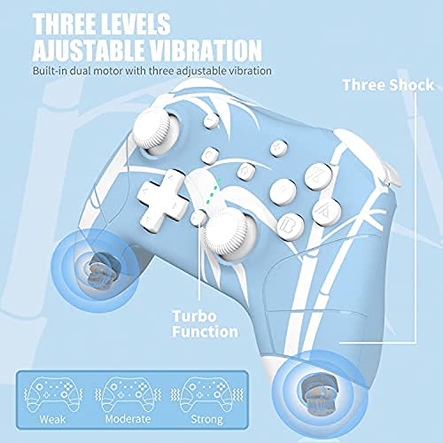 Wireless Switch Controller, Mytrix Controllers for Nintendo Switch/Lite, Enhanced Switch Pro Controller, Auto-Fire Turbo, Motion Control, Wake-Up, Headphone Jack, Adjustable Vibration Vibration, Bamboo Blue Wireless Switch Controller, Mytrix Controllers for Nintendo Switch/Lite, Enhanced Switch Pro Controller, Auto-Fire Turbo, Motion Control, Wake-Up, Headphone Jack, Adjustable Vibration Vibration, Bamboo Blue